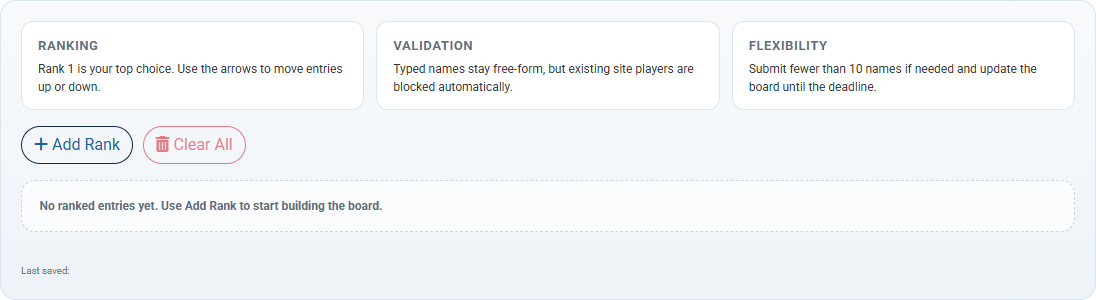 Claim draft board ranked slots